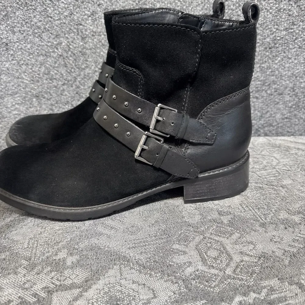 Clarks Artisan Swansea Grove Moto Motorcycle Ankle Boots Black Suede Size 10